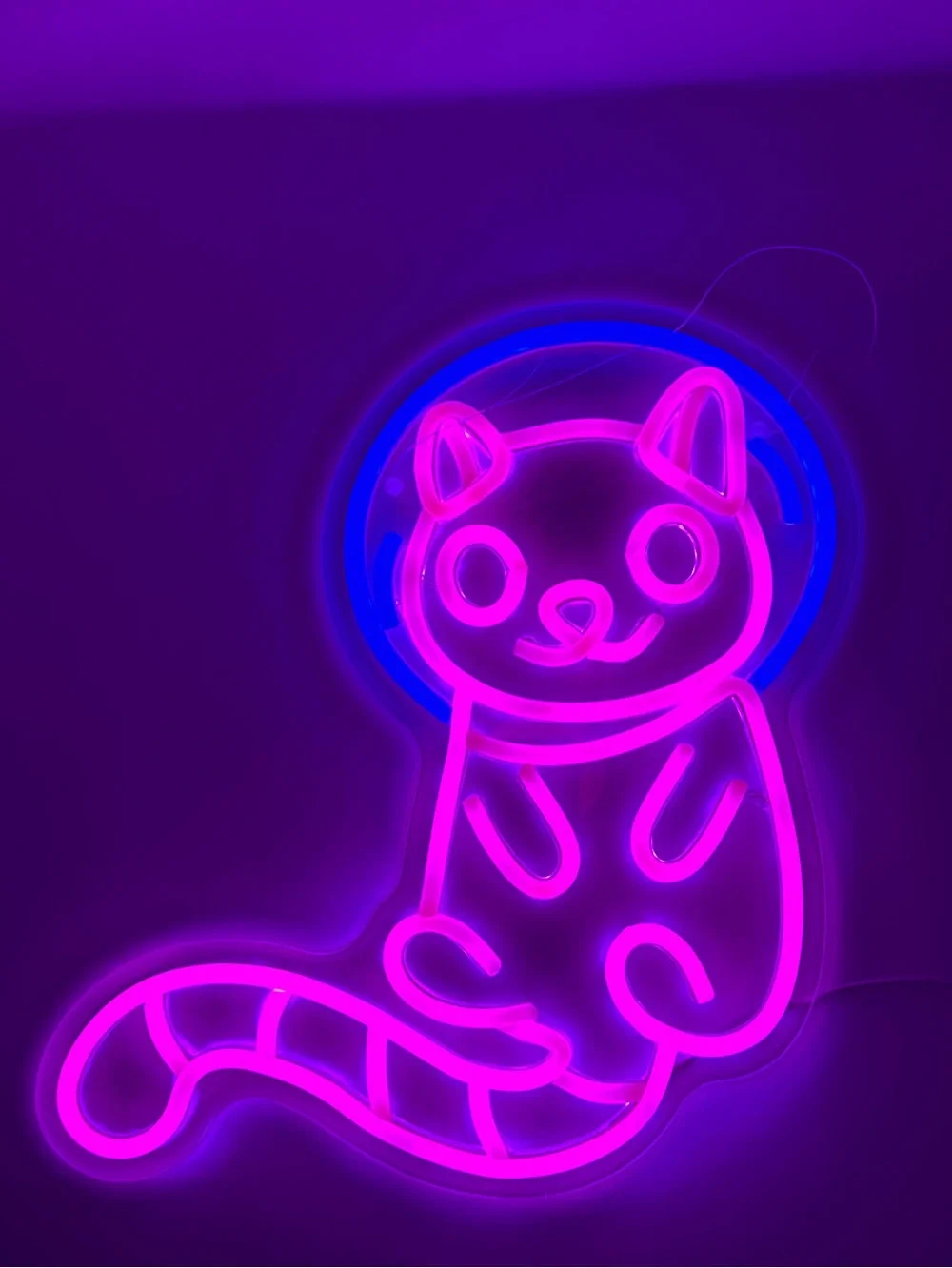 Neon space Cat Wall Light - usb light neon sign - astronaut cat space kitty